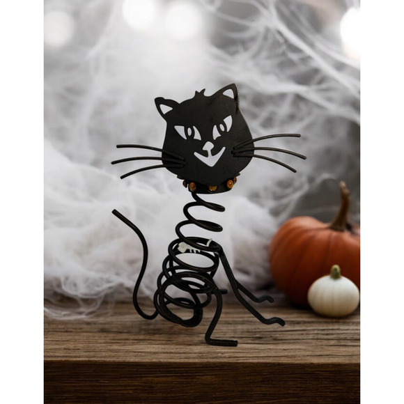 PartyLite STONES Candle Holder P8608 Metal Cat Skeleton Tea or Votive Halloween - Picture 2 of 10